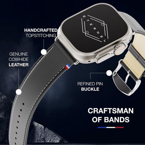 Ethernel - ، Watchband - متوافق مع جميع ساعات التفاح - - مصنوعة يدويًا في فرنسا - دباغة الخضار - العروات in Saudi Arabia
