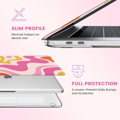 iCasso MacBook Pro 13-inch Case with Hard Shell, Snap-On Design, and Keyboard Covers for 2020 Release A2338M1/A2251/A2289, Plastic, 10 oz, Black in Kuwait