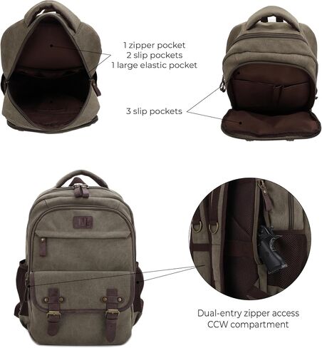 JESSIE & JAMES Alpine CCW Lock and Key For Men Women Outdoors Backpack - Olive in Saudi Arabia