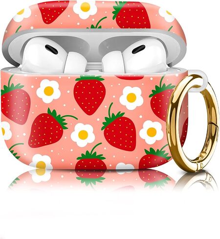 Compatiable with AirPod Pro 2nd/1st Generation Case,Lightweight & Durable Resistant Hard Case with Keychain,Stylish Design AirPod Case Cover for Women (Strawberry Fruit) in Saudi Arabia
