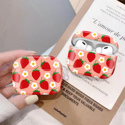 Compatiable with AirPod Pro 2nd/1st Generation Case,Lightweight & Durable Resistant Hard Case with Keychain,Stylish Design AirPod Case Cover for Women (Strawberry Fruit) in Saudi Arabia