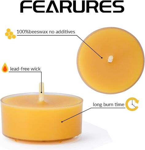 12pcs Natural Beeswax Tealight Candles - Organic Candle Honey Scent Smokeless Clean Burning in Saudi Arabia