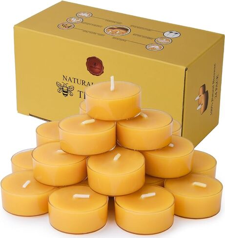 12pcs Natural Beeswax Tealight Candles - Organic Candle Honey Scent Smokeless Clean Burning in Saudi Arabia