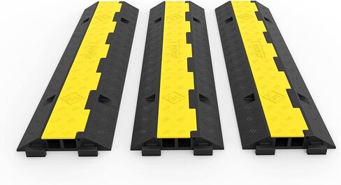 Happybuy 3 Pack of 2 Channel 11000lbs per Axle Capacity Protective Wire Cord Ramp Driveway Rubber Traffic Speed Bumps Cable Protector, 2, Black and Yellow & Pro Gaffer Gaffers Tape, Black in Saudi Arabia
