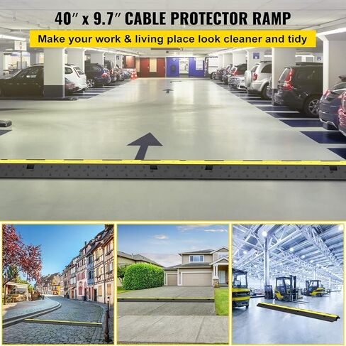 Happybuy 3 Pack of 2 Channel 11000lbs per Axle Capacity Protective Wire Cord Ramp Driveway Rubber Traffic Speed Bumps Cable Protector, 2, Black and Yellow & Pro Gaffer Gaffers Tape, Black in Saudi Arabia