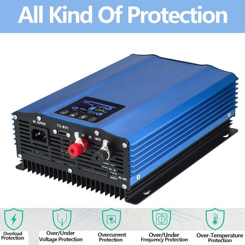 TINGEN 1200W Grid Tie Inverter with LCD Solar Panel Input 55V-90V Battery Voltage Input 48V AC Output 90V-140V in Kuwait