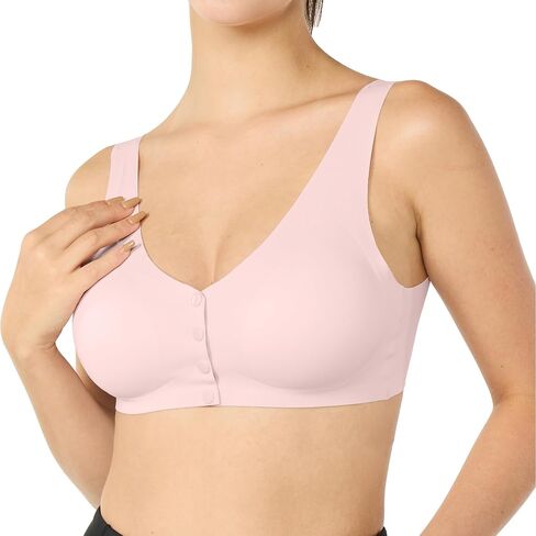 Front Closure Bras for Women, Wierless Bra, Seamless Sleep Bras, Full Coverage Comfortable Bras for Senior Women in Saudi Arabia