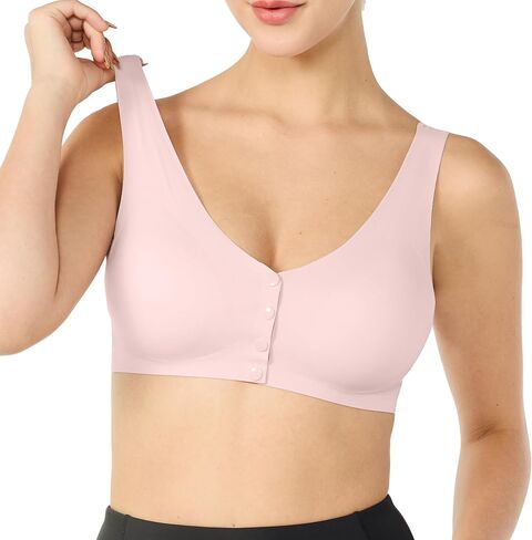 Front Closure Bras for Women, Wierless Bra, Seamless Sleep Bras, Full Coverage Comfortable Bras for Senior Women in Saudi Arabia