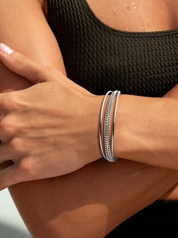 U7 Unisex Simple Cuff Bracelet 18K Real Gold Platinum Plated Fine Bracelets Fashion Jewelry Open Bangle Cuff Bracelets, Twisted or Heart Style in Kuwait
