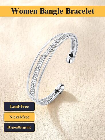 U7 Unisex Simple Cuff Bracelet 18K Real Gold Platinum Plated Fine Bracelets Fashion Jewelry Open Bangle Cuff Bracelets, Twisted or Heart Style in Kuwait