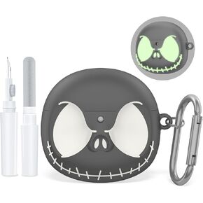 Anime Cartoon Case for Airpods 4 with Keychain and Cleaner kit, 3D Cartoon Kawaii Funny Soft Silicone Glow in The Dark Compatible for Airpods 4, Skeleton