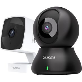 blurams Security Camera Bundle Set, 2K Indoor Camera Pet Camera for Home Security w/Motion Tracking, 2-Way Audio, IR Night Vision, Siren, Compatible with Alexa