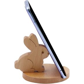 Cute Cat Cell Phone Stand Wooden Phone Stand Animal Cell Phone Holder Desktop Cellphone Stand for All Mobile Smart Phone