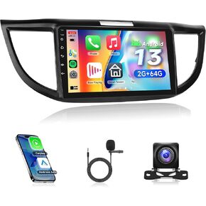 Car Radio for Honda CRV 2012 2013 2014 2015 2016, Rimoody Android 13 Car Stereo Wireless Carplay Android Auto 9 Inch Touch Screen Mirror Link Bluetooth FM/RDS GPS WiFi EQ SWC AHD Backup Camera