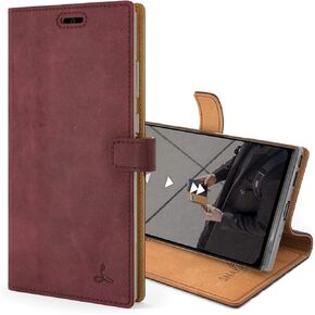 Snakehive Leather Wallet for Samsung Galaxy S20 Ultra 5G - Real Leather Wallet Phone Case - Genuine Leather with Viewing Stand and 3 Card Holder - Flip Folio Cover with Card Slot (Plum)