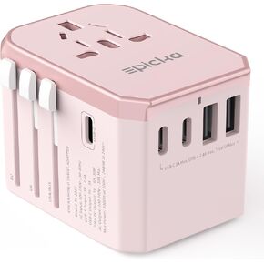 EPICKA Universal Travel Adapter, International Power Plug Adapter with 3 USB-C and 2 USB-A Ports, All-in-One Worldwide Wall Charger for USA EU UK AUS (TA-105C, Black)