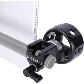 NICERIG 15MM ROD VIDEO SUPERT مجموعة محمولة لآيباد وأجهزة Android اللوحي ، حفارة قفص الكاميرا مع مشبك قضيب واحد 15 مم ، قبضة مقبض على شكل عجلة