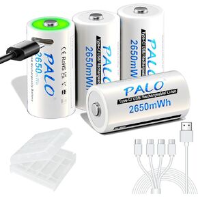 123-A Lithium Replacement Battery 4 Pack, Upgraded 2650mWh USB-C Battery, Compatible with Arlo Cameras VMC3030 VMK3200 VMS3330 3430 3530, Flashlight Microphone