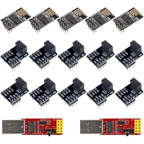 17PCS USB إلى ESP-01 ESP8266 محول + ESP8266 ESP-01S Breakout Board + ESP-01S ADAPTER WIFI وحدة الإرسال والاستقبال التسلسلي اللاسلكي