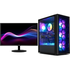 STGAubron Gaming PC Bundle with 24Inch FHD LED Monitor-GeForce RTX 2060 Super 8G, Intel core i7 up to 3.9G, 32G, 1TB SSD, RGB Sound Bar & Headset Mic, Windows 10 Home
