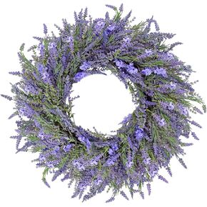 DDHS Lavender Wreath, Spring Wreaths for Front Door 24 Inch with Three Styles of Purple Dried Flowers, Winter Summer Large Artificial Wreaths for All Seasons Farmhouse Indoor and Outdoor Decor