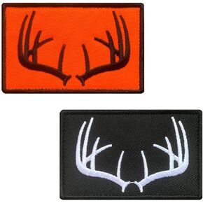Antrix 2 Pieces Tactical Wildlife Antlers Hunting Patch | Hook and Loop Embroidered Military Antlers Patch | Used for Hats, Backpack, Vest, Coat,Uniform, Dog Harness,Team Activity Clothes
