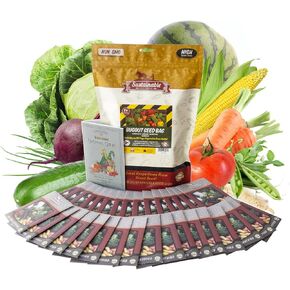 Bug Out Bag Survival Garden Vegetable & Herb Seeds - ~12,000 Seeds - Collection of 19 Heirloom Seed Varieties for Emergency Seed Vault - Bean, Beet, Carrot, Corn, Kale, Onion, Pepper, & 12 More…