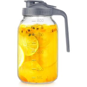 64 oz Glass Pitcher with Lid-2 Quart Mason Jar Pitcher, Wide Mouth Jar Leak-proof Water Jug, Heavy Duty Glass Container for Water, Juice, Milk, Tea, Iced Coffee in Kuwait
