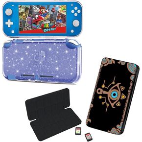 Switch Lite Case Glitter and Switch Game Card Case Holder with 24 Game Cards Slots & 48 SD Cards Slots