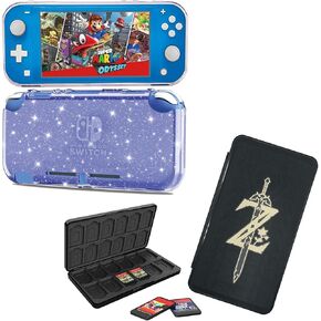 Transparent Switch Lite Case and Game Card Case Holder with 24 Game Cards Slots & 24 SD Cards Slots