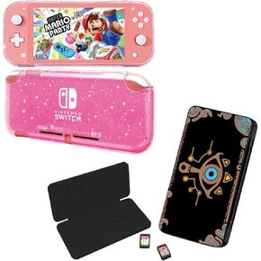 Switch Lite Case Glitter and Switch Game Card Case Holder with 24 Game Cards Slots & 48 SD Cards Slots