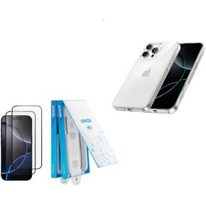 Anker Clear Phone Case for iPhone 16 Pro Max Screen Protector, Bubble-and-Dust-Free iPhone HD Tempered Glass,Easy Installation Exclusively for iPhone 16 Pro Max 6.9-Inch (2-Pack)