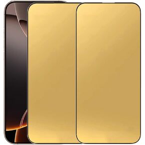 2 Pack Anti-Blue Tempered Glass Screen Protector Film for iPhone 16 Pro Max 6.9 inch Gold