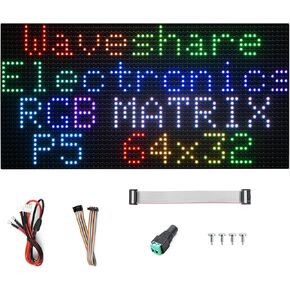 2048 RGB Full-Color LED Matrix Panel 2048 RGB LEDs 64x32 Pixels,Compatible with Raspberry Pi 5/4B/3B+/3B/Zero 2 W/Zero W/Zero/Pico/Pico W/Pico 2/Pico 2 W/ ESP32, 5mm Pitch, Adjustable Brightness