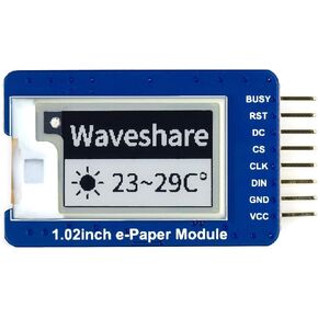 waveshare 1.02inch E-Ink Display Module Compatible with Raspberry Pi4B/3B+/3B/2B/B+/A+/Zero/Zero W/WH/Zero 2W 128×80 Resolution Black/White Dual-Color SPI Interface Supports Partial Refresh