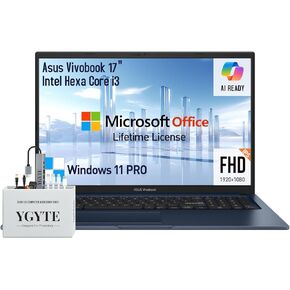ASUS 2025 Vivobook 17 Laptop Computer, 17.3 Inch Laptop FHD, Intel Core i3, 40GB RAM,2TB SSD+512GB Docking Set, Windows 11 Pro Lifetime Office, 10-Key, Quite Blue