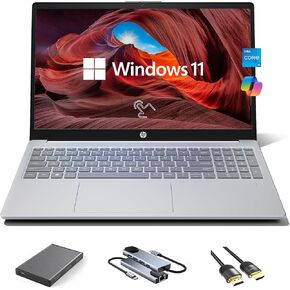 HP 15.6" HD Touchscreen Laptop, 10-Core Intel Core i5-1235U, 32GB RAM, 1TB SSD + 500GB Portable Storage Hub, KeyPad, Webcam, USB-C, HDMI, Win 11 Pro, Natural Silver