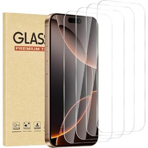 4 Pack for iPhone 16 Pro Max Screen Protector，Premium Tempered Glass Film 9H Hardness，Scratch Resistant，Bubble Free，Easy Installation，Ultra Durable，HD Clear，Case Friendly [6.9 inch]