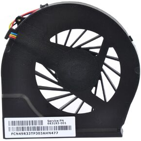CPU Cooling Fan for HP Pavilion G7-2010NR to G7-2378NR, G7-2069WM to G7-2341DX, P/N: 683193-001, 680551-001, 685477-001, 4-Pin Connector, 2.5W, 5V, 4000RPM, Forced Air Cooling, Laptop Fan