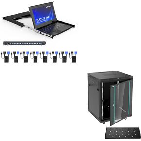 8 Port LCD KVM Console VGA+12U Rack Cabinet
