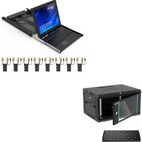 8 Port Rack Mount KVM VGA + 6U Rack Cabinet