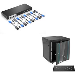8 Port RJ45 KVM Console +12U Rack Cabinet