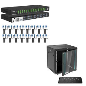16 Port Rack Mount KVM Over IP +12U Rack Cabinet