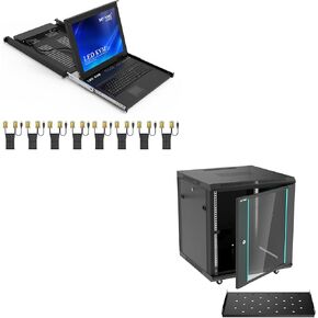 8 Port Rack Mount KVM VGA + 12U Rack Cabinet