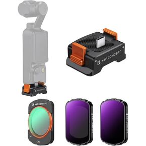 K&F Concept Magnetic ND CPL Filters Set (CPL+ND4+ND8) + Charging Adapter Base Compatible with DJI Osmo Pocket 3