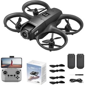 Drone with Camera 1080P for Kids Adults, Mini HD FPV Drone Kit, with 2 Batteries, One Key Take Off/Land, Altitude Hold, Headless Mode, 360°Flip, Gestures Selfie, 3 Speed Mode, Waypoint Fly -Black