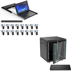 8 Port LCD KVM Console HDMI+12U Rack Cabinet