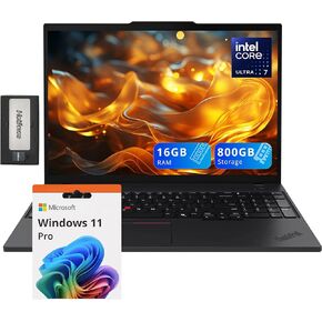 Lenovo ThinkPad T16 G3 16" WUXGA Laptop, Intel Ultra 7 155U, 32GB DDR5, 1.28TB Storage(1TB SSD+288GB Docking Station Set), Backlit Keyboard, Fingerprint Reader, 5MP Camera, Wi-Fi 6E, Win 11 Pro, Black