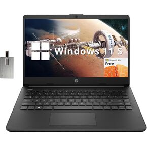 HP Stream 14" HD BrightView Laptop, Intel Celeron N4120, 8GB RAM, 256GB Storage (128GB eMMC + 128GB USB Card), Intel UHD Graphics, HD Camera, Fast Charge, 1 Year Office 365, Win 11 S, Black