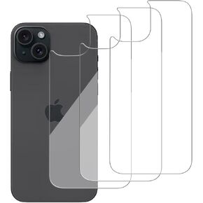 3 Pack Glass Back Screen Protector Compatible for iPhone 15 plus 6.7-Inch [9H Hardness]-HD Back Tempered Glass, Scratch Resistant,Easy Install，Crystal Clear